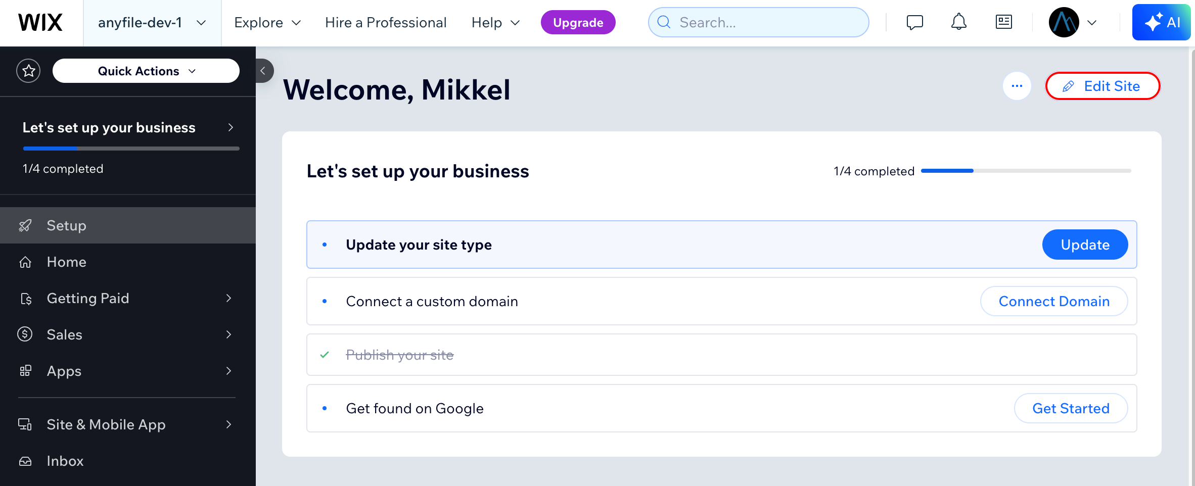 Edit your wix site